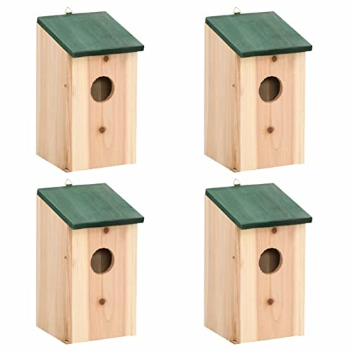ARKEM Casa para pájaros 4 Unidades Madera 12x12x22 cm Caja Nido De Madera para Aves Silvestres