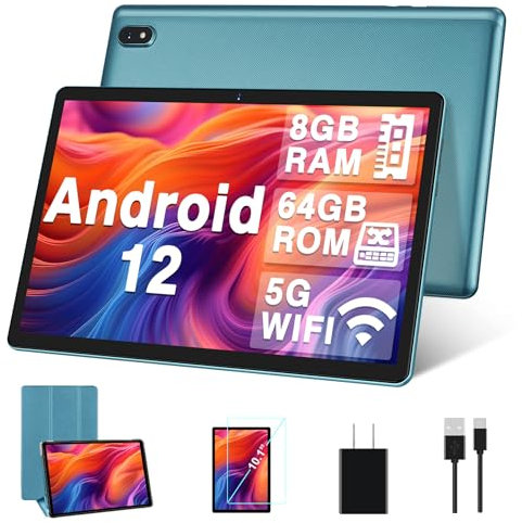 DMOAO Tablet 10 Pulgadas Android con 5G Wi-Fi, HD Tablets con 8GB RAM + 64GB ROM (TF 1TB), GPS, 1280 * 800, 8 Cores 2.0 GHz, Bluetooth 5.0, 6000 mAh, USB-C, Azul Tablet
