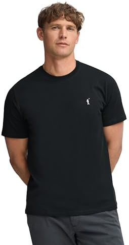Polo Club Maglietta Basic Nera Cotone con Logo Ricamato Uomo - T-Shirt for Men