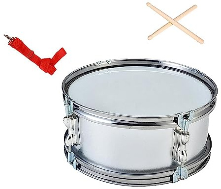 Snaredrum med handskar, slagverk för barn, flickor, nybörjare, silverfärgad, 27,9 cm