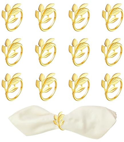 Napkin Rings,12 PCS Napkin Rings Set,Table Decoration Napkins Rings,Table Decoration,Gold