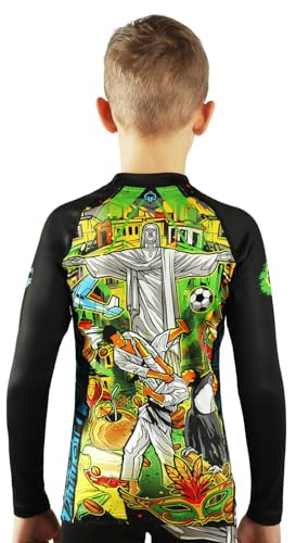 Ground Game Rashguard-Shirts für Jungen Mädchen Tshirt Langarm, Kampfsport BJJ Kinder, Brasil Kids, 158 cm