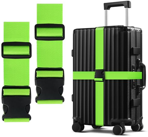 2 Pièces Sangles Valise, Bagage Réglable avec Boucle Ceinture Valise Qualité Supérieure Vert pour Voyager Toute Avion Bagages Fixes Sac Voyage Accessoire de D'identification Securite Attrayante