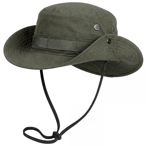 IDOGEAR Cappello Boonie a Tesa Larga per Uomo e Donna, Ideale per la Pesca, la Caccia e Le attività all'Aria Aperta(Ranger Green)