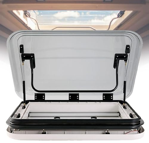Giuggiolared Claraboyas para autocaravanas, trampilla de ventilación para Techo de Caravana, Ventana de Techo para Autocaravana con luz LED, Ventana de Ojo de Buey de Apertura Manual,800 * 500mm