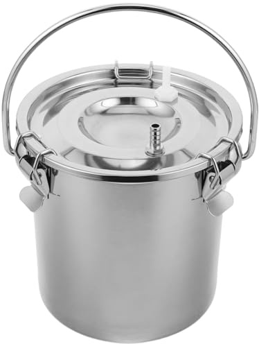 Vdaxvme Cubo de leche de acero inoxidable 3L/5L para vacas, cabras y caballos, accesorios de ordeño a prueba de óxido, cubo de leche para vaca y ovejas