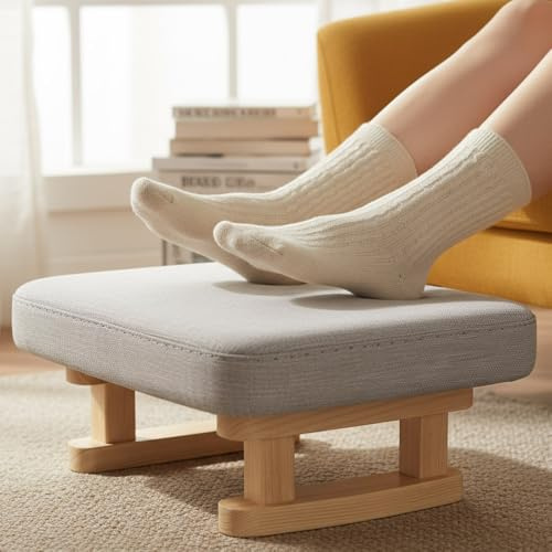 Xtrillogen Small Footstool Ottoman with Stable Wooden Legs,Pouffe Footstools,Modern Furniture Foot Stools,Contemporary Foot Stool for Living Room,Bedroom,Sofa Area,Office,Hallway(Light Gray)