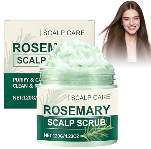 KUIRUNRX® Scrub Cuoio Capelluto, Shampoo Scrub al Rosmarino, Trattamento Detergente e Nutriente per il Cuoio Capelluto, Rimuove Residui e Impurità, 120 g