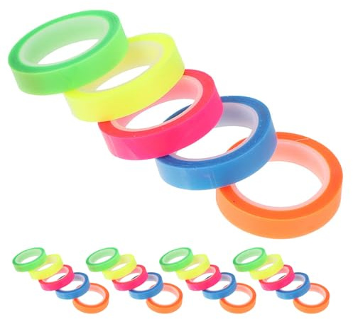 Mikikit Ruban Adhésif Transparent Autocollant Fluorescent 30 Rouleaux Onglets Inscriptibles pour Prise de Notes, Classement Rapide et Organisation Scolaire Professionnelle