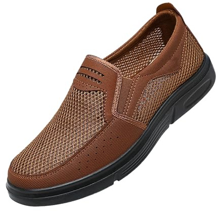 Tygskor herr sommar, fritidsskor herr platta loafers ventilerande promenadskor fritid slip-on skor lätta komfortskor slip-on båtskor eleganta barfotaskor