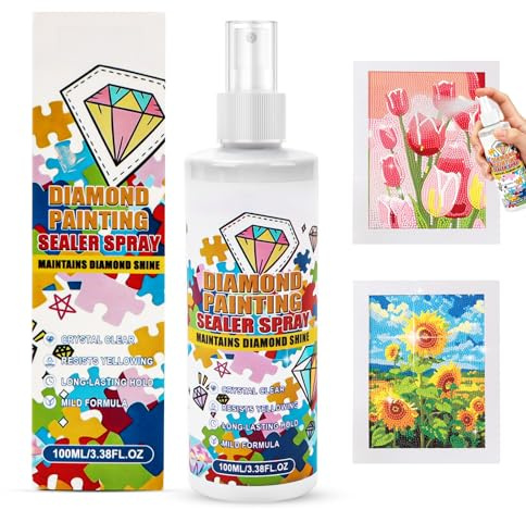 Diamond Painting Versiegelung Spray-100ml, Schnelltrocknender Diamond Painting Kleber für Harzsteine, Schützt Effektiv vor Staub und Steinchenverlust, Hält Deine Diamantbilder Glänzend und Strahlend