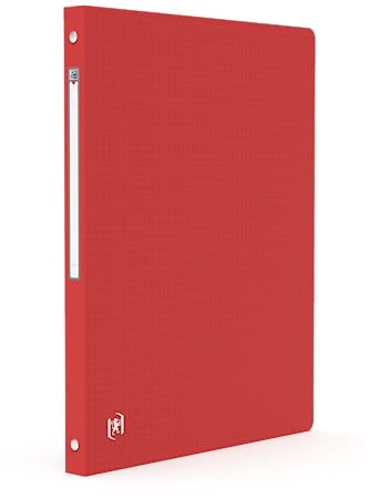 OXFORD Classeur Memphis A4 Dos 20mm 4 Anneaux Ronds Couverture Polypro Rouge