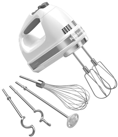 KitchenAid KHM926WH 9-Speed Hand Mixer, Plastic, White
