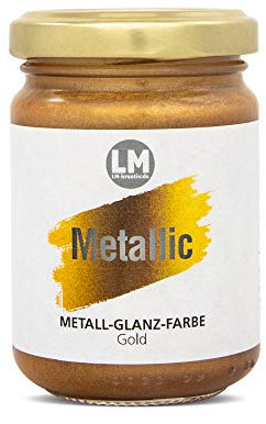 LM-Kreativ Metallic 125ml (Gold) - Acrylfarbe Metallic-Farbe, Metall-Glanz, Metall-Effekt Farbe, ähnlich Viva Decor Maya Gold