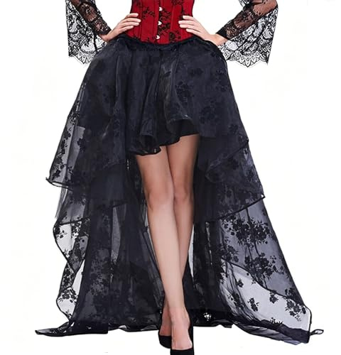 Zooma Femme Sexy Corset Bustier en Dentelle avec Jupe en Tulle Floral Guêpière Déguisement Gothique
