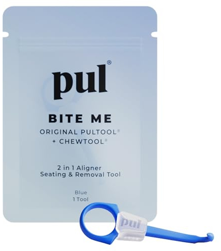 PUL Outil à mâcher et outil de retrait 2 en 1 avec aligneur transparent - Bleu | Chewie orthodontique + Remover Combo | Réutilisable et sans BPA pour Invisalign | Paquet de 1