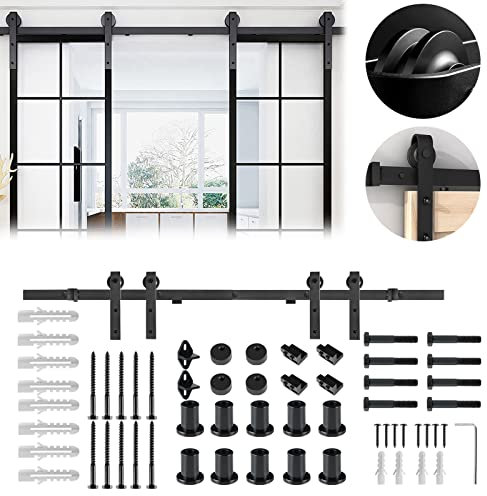 XMTECH Schiebetürbeschlag Set Schiebetürsystem Beschlagset Laufschiene für Schiebetüren (366 cm)