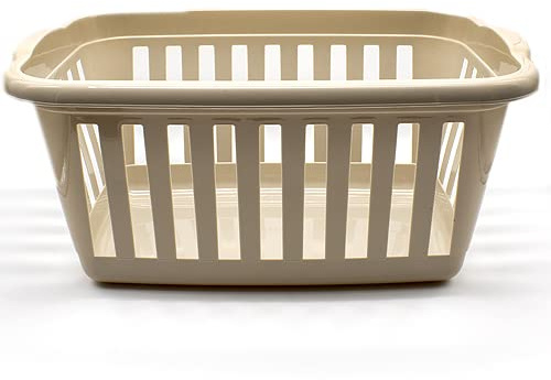CABLEPELADO Cesta Ropa Rectangular plástico, cesto lavandería, Canasta Colada, Cesta para la Colada de plástico, 57 cm largo x 38 cm ancho x 25 cm alto, Plástico, Con asas, Beige