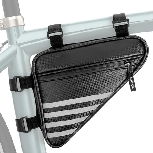 ECENCE Bolsa para Cuadro Triangular de Bicicleta – Estuche Impermeable de Triángulo – Funda de Herramientas – Accesorio para el Cuadro de la Bici – Negro – Capacidad Aprox. 1,2 l