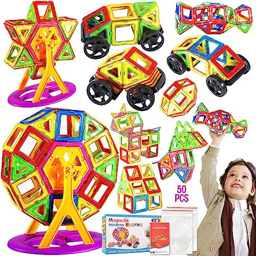 Tonsooze 50 Piezas Bloques Construccion Niños Construcciones Niños 3D Juego Juguetes para Niños y Niñas de 2 3 4 5 6 7 Años Niños Regalos Cumpleaños Juguetes