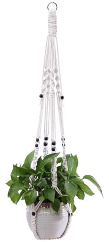 Zfseyuh Makramee Blumenampel,Blumenampel hängend innen,Hängeblumentopf,Baumwollseil hängeampel für blumentöpfe und Pflanzen, innen- und außenbereich, Decken, balkone und terrassen, 85 cm lang