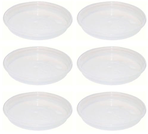 Acan Tradineur - Pack de 6 Platos Transparentes para Maceta, plástico, Bandeja, platillo Redondo para Tiesto de Interior, Exterior, jardín, terraza o balcón, Ø 16 cm