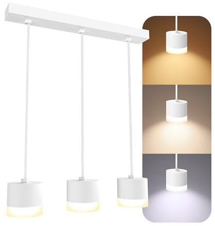 SSC-LUXon VORA Pendelleuchte 3-flammig weiß - Hängelampe mit einstellbarer Lichtfarbe warmweiß neutralweiß kaltweiß - Esstischlampe 230V 3W