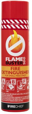 Firechief Flamebuster Multipurpose Fire Extinguisher with UK Kitemark, 500ml - Aerosol Fire Extinguisher Suitable for Class A, B & F Fires - Immediate Use, Non Toxic & Effective for Home