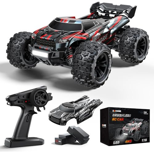 Evmore Ferngesteuertes Auto 1:16 70 km/h Hochgeschwindigkeits RC Auto, Offroad Lastwagen, 4WD RC Spielzeugauto, IPX4 Drift Rennen, 40 Min Betrieb 2 Batterien–Geschenke Für Erwachsene