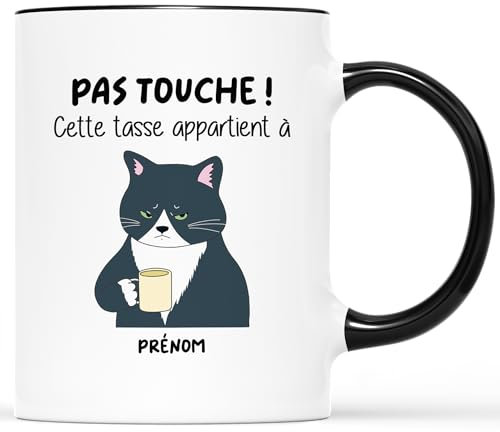 Cadeau Plus Mug Personnalisé Prénom - Pas Touche Cette Tasse Appartient À - Mug Drole, Mug Humour, Tasse Humoristique, Mug Drole Homme, Mug Rigolo Femme, Tasse Personnalisée Prénom