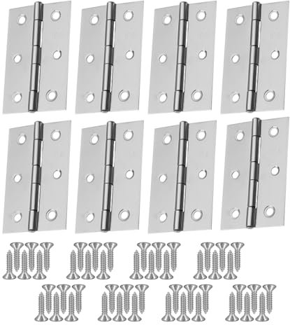 8 Piezas De Bisagras Para Exteriores Con 48 Tornillos, Bisagras De Apertura De 6 Orificios, Bisagras De Acero Inoxidable, Bisagras Para Puertas Interiores, Bisagras A Tope Plegables
