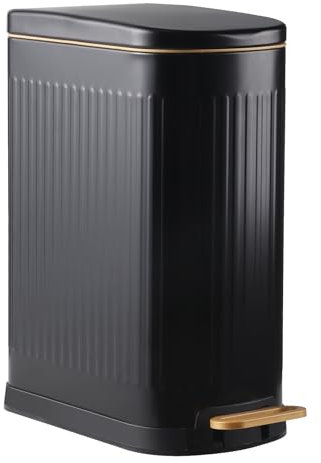 ELPHECO Mülleimer Treteimer 13 Liter Tretmülleimer, Edelstahl Mülleimer mit Deckel, Schlanker Metall-Abfalleimer für die Toilette, Kleiner Soft Close mit herausnehmbarem Einsatz, Rechteckig