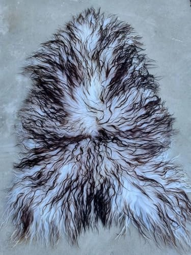 Provellus Pelle di pecora Island Premium a pelo lungo in pelle di pecora naturale riccia (marrone fiammato, 130-140 cm x 75-80 cm)