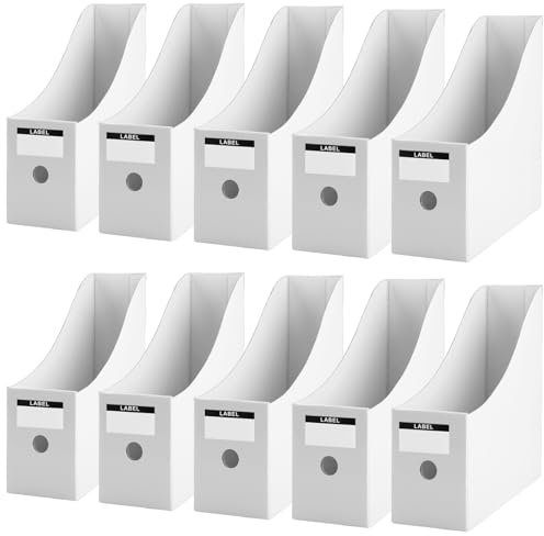 Zosenyer Portariviste Decorativo - 10 Pezzi in Cartone Kraft Pieghevole, Organizer per Scrivania, Casa e Ufficio, Portadocumenti A4, Riviste e Fogli (Bianco)