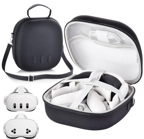 Plowaroe Custodia rigida compatibile con Meta Quest 3S/Quest 3 Ufficiale Original/Elite Strap VR Gaming Headset, portatile Travel Vision Pro Case per Touch Controller Accessori