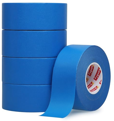 5 rotoli di nastro adesivo blu per pittori, 36 mm x 50 m, nastro di carta per decoratori, resistente al calore, resistente ai raggi UV, per linee taglienti, trattamento dei bordi separazione dei