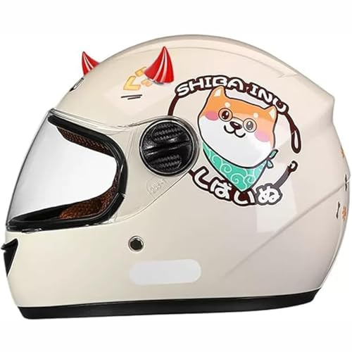 Casco Integral De Moto para Niños, Casco Scooter Homologado ECE con Visera Solar Y Bufanda Extraíble, Casco Scooter para Niños Y Niñas De 3 A 12 Años 7,48-55CM