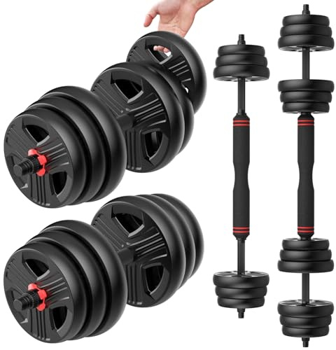 UKEEP Adjustable Dumbbells Set, 80lbs Free Weight Set with Connector, 2 or 3 in 1 Dumbbells Set Used as Barbell, Kettlebells, Fitness Exercises for Home Gym Suitable Men/Women
