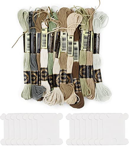 14 Piezas Hilo Bordar Gradiente Marrón con 14 Bobinas Hilo,Resistencia al desgaste y colores intensos Hilo Bordar,para Punto Cruz, Pulseras Amistad