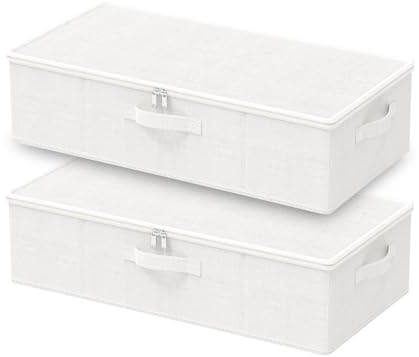 GUOHNHE Contenitore Sottoletto, per Coperte, 60x30x15 cm, Bianco, Set di 2