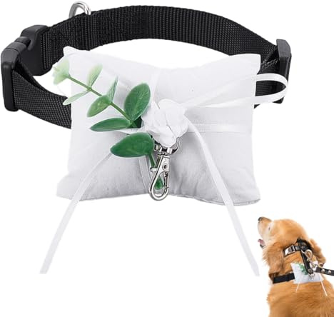 NBEADS 1 Set Cuscino Portafedi Per Cani Matrimonio 19x8cm, Velluto Con Collare E Moschettoni, Per Fidanzamenti E Cerimonie, Bianco