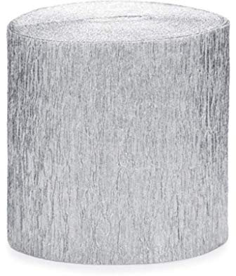 Publilancio SRL 4 Stück Rolle Krepp-Papier Rosen aus Silber 5 cm x 10 M jeder Total 40 M