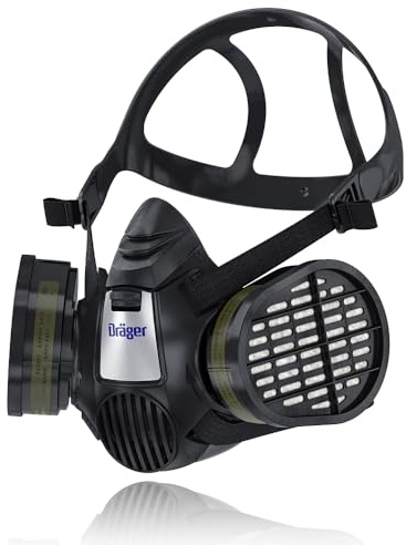 Dräger X-plore 3500 Half-Face Respirator Mask + 2x Multi-Gas Cartridge (OV/AG/HF/FM/CD/AM/MA/HS), NIOSH-Certified, Reusable Professional Respiratory Protection Kit