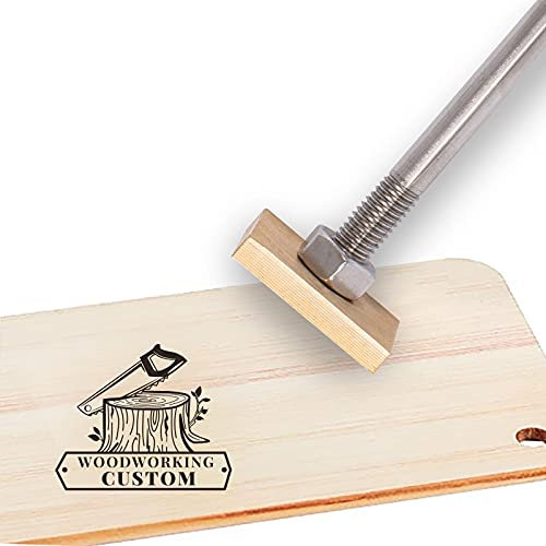 CREATPLANET Custom Holz Branding Eisen 1.2 Zoll Leder Branding Eisen Stempel Custom Logo Wärme BBQ Stempel Mit Messingkopf & Holzgriff Zum Backen Holzbearbeitung Handgefertigtes Design - Stumpf