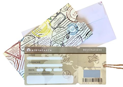 LINA OFFICINE GRAFICHE CREATIVE biglietto regalo viaggio formato 21 x 10 cm con busta porta biglietto