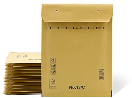 Gepolsterte Umschläge aus Polyethylen-Innenpolster, Farbe Braun, Versandtaschen mit Kapazität für Dokumente mit einer maximalen Fläche (5 Polsterumschläge, 150x220 mm)