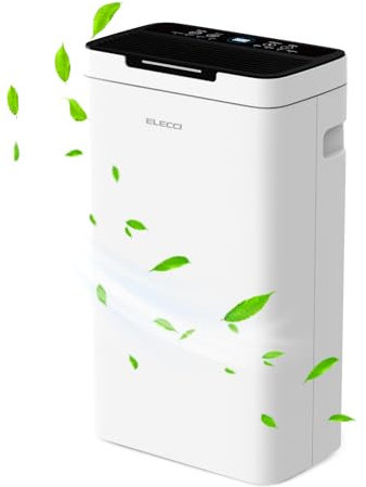 ELECCI 12L/Day Dehumidifier for Home with Digital Humidity Display, Sleep Mode, Laundry Drying, Eco-friendly, 24 Hour Timer, 1.4L Tank Capacity, Universal Wheels, Dehumidifier for Drying Clothes