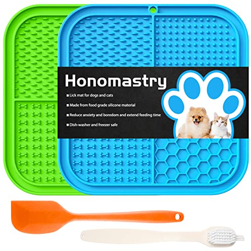 Honomastry Lick Mat for Dogs, Premium Lick Pad with Suction Cups for Dog Anxiety Relief, Slow Feeder Dog Bowls, Bathing, Grooming and Training.