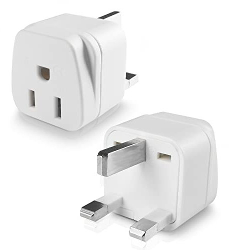 2 Pack US to UK Plug Adapter, USA to UK Plug Adapter, American to UK Plugs Adapters, American Canada Mexico Japan to British Grounded Converter Power Adaptor (White)