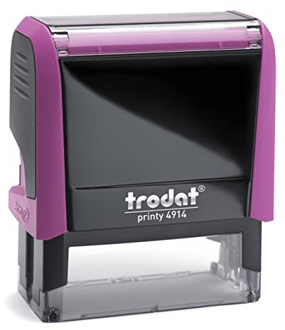 Trodat - Printy 4914 fuchsiapink - Selbstfärbender Stempel personalisiert mit Wunschtext – individuell als Namensstempel, Adressstempel, Firmenstempel & Co einsetzbar (64 x 26 mm | 7 Zeilen)